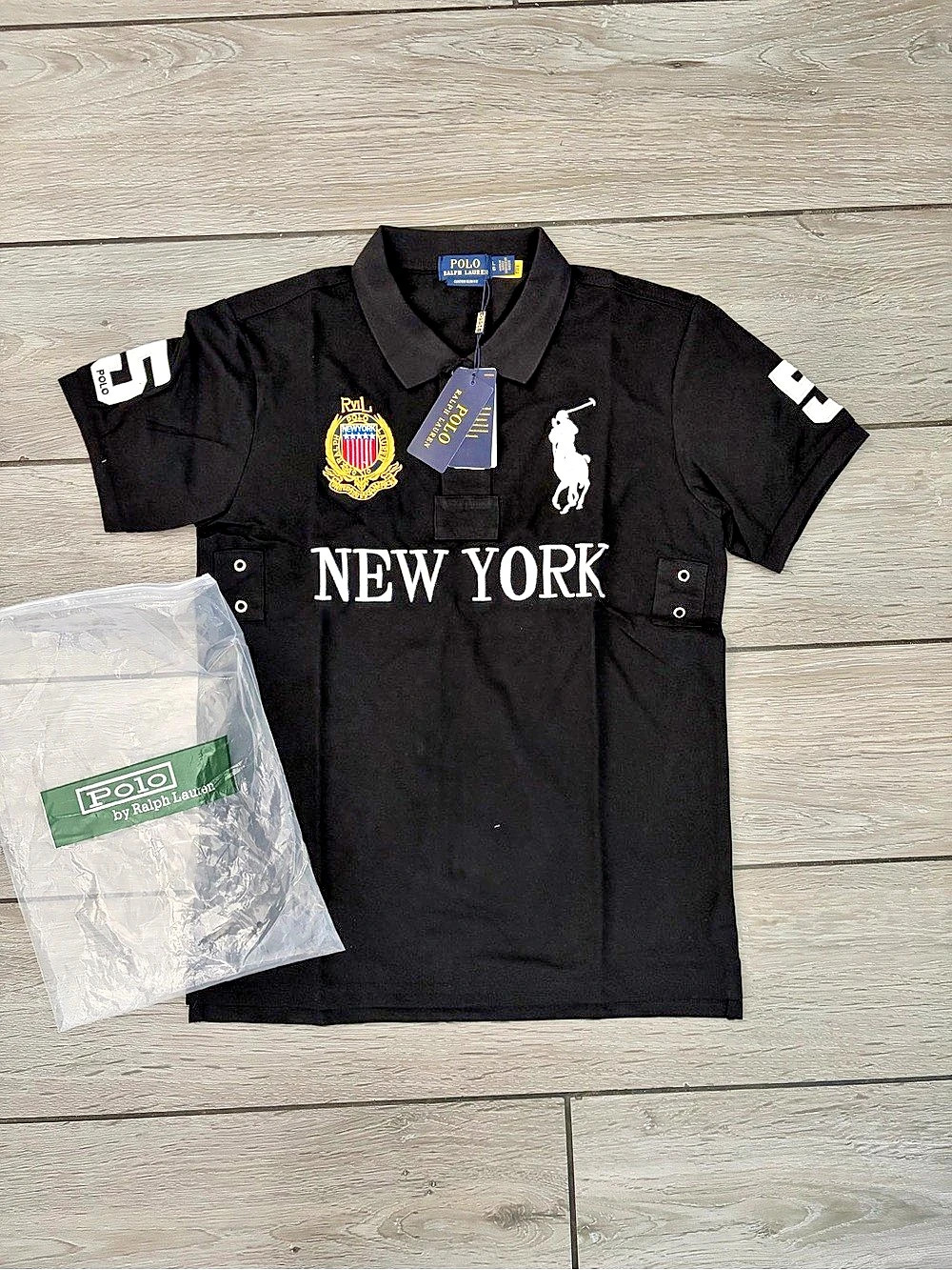 New York City Edition Big Pony Crest Polo Shirt Black & White